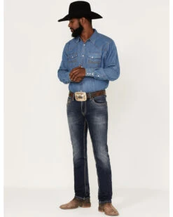 Rock & Roll Denim Men's Rifle Dark Wash Vintage Reflex Slim Stretch Skinny Jeans -Optimal Clothing Store 2000375489 416 P3