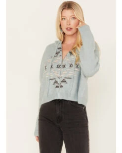 Ariat Women's Agave Garden Intarsia Southwestern Knit Zip Hooded Pullover