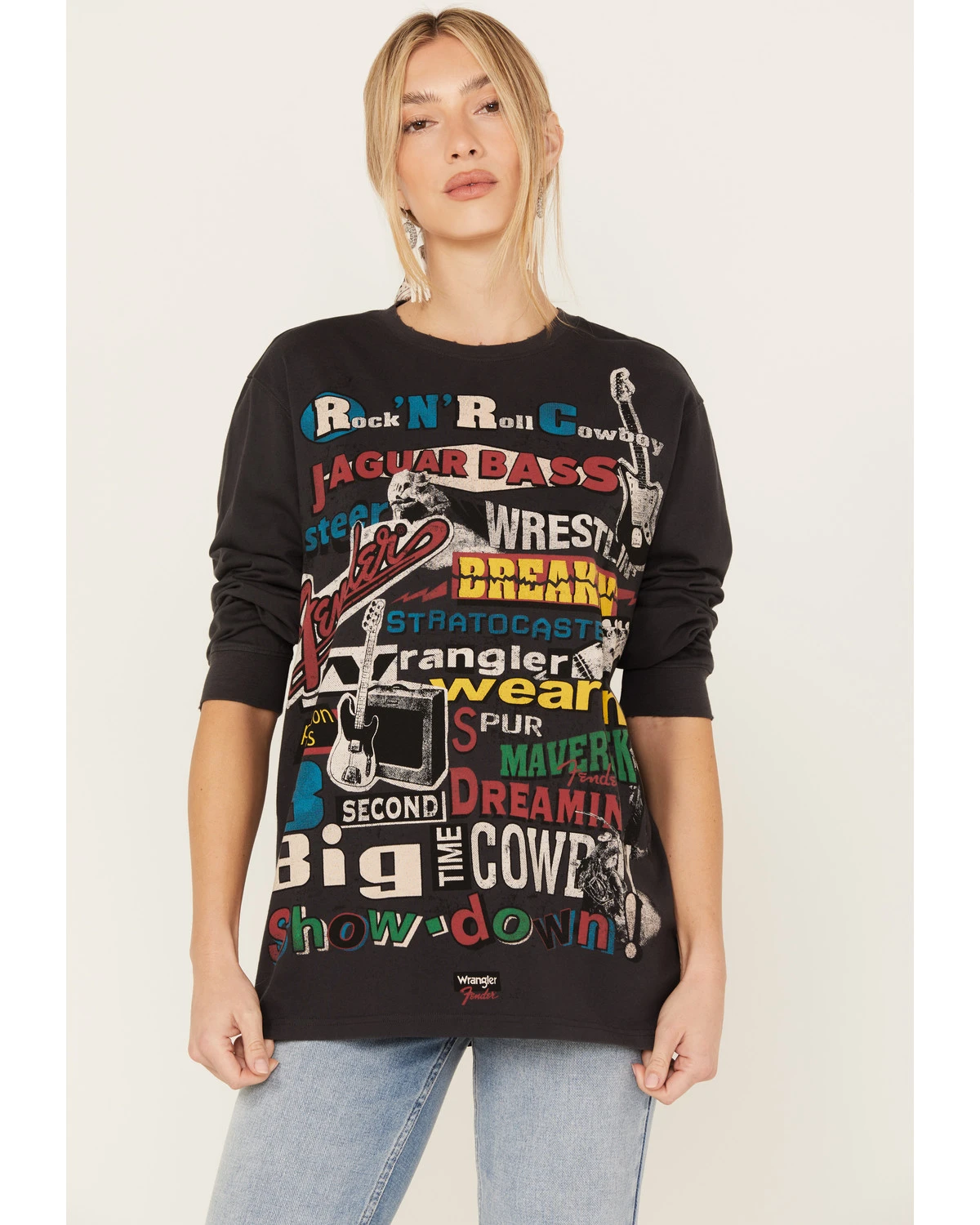 Wrangler X Fender Women's Collage Graphic Sweatshirt 4 Wrangler X Fender Women's Collage Graphic Sweatshirt - Image 2