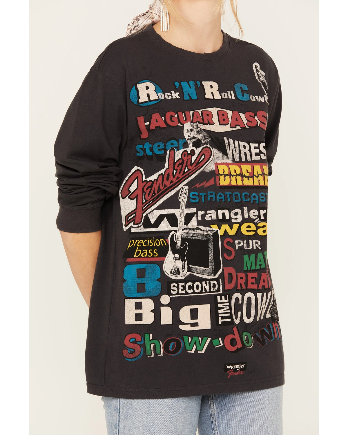 Wrangler X Fender Women's Collage Graphic Sweatshirt 5 Wrangler X Fender Women's Collage Graphic Sweatshirt - Image 3