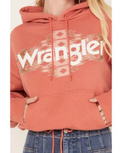 Wrangler Retro Women's Southwestern Print Logo Cropped Long Sleeve Hoodie -Optimal Clothing Store 2000382594 600 P3