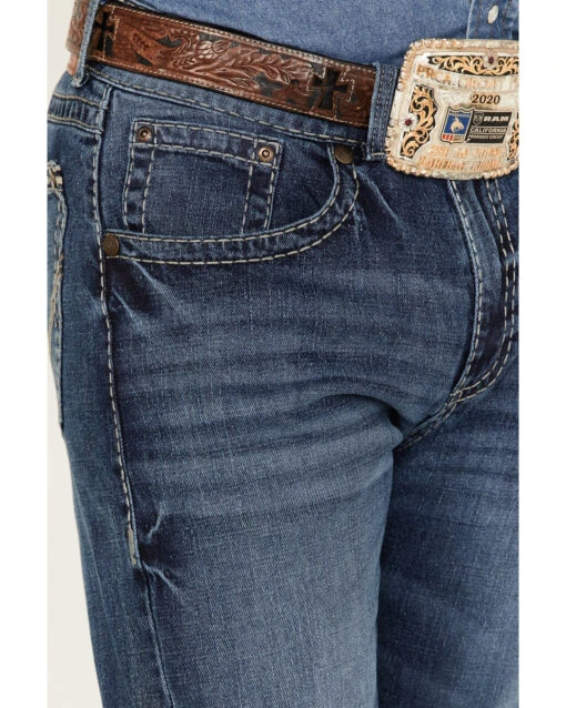 Rock 47 By Wrangler Men's Marina Del Ray Medium / Dark Wash Slim Bootcut Stretch Denim Jeans - Image 2