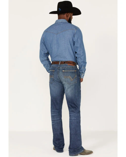 Rock 47 By Wrangler Men's Marina Del Ray Medium / Dark Wash Slim Bootcut Stretch Denim Jeans - Image 3