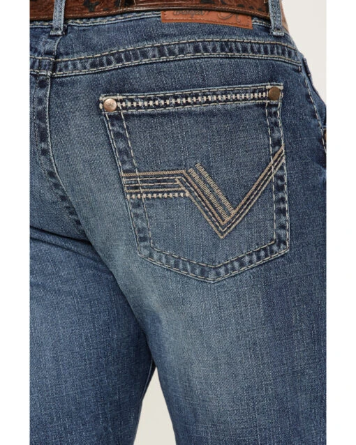 Rock 47 By Wrangler Men's Marina Del Ray Medium / Dark Wash Slim Bootcut Stretch Denim Jeans - Image 4