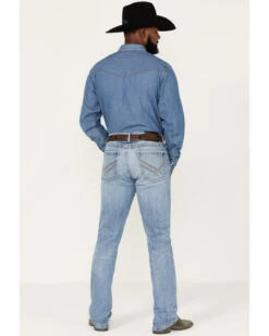Rock 47 By Wrangler Men's Crazy Ivan Light / Medium Wash Slim Straight Stretch Denim Jeans -Optimal Clothing Store 2000384277 400 P3