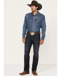 Rock & Roll Denim Men's Revolver Dark Vintage Wash Slim Straight Reflex Denim Jeans -Optimal Clothing Store 2000386197 416 P3