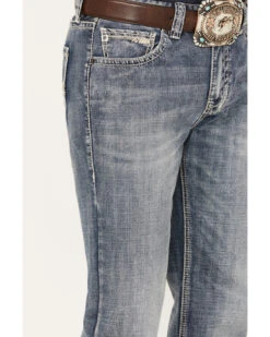 Rock & Roll Denim Men's Double Barrel Medium Vintage Wash Straight Leg Denim Jeans -Optimal Clothing Store 2000386201 414 P4