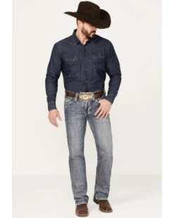 Rock & Roll Denim Men's Pistol Medium Vintage Wash Straight Leg Denim Jeans -Optimal Clothing Store 2000386204 414 P3