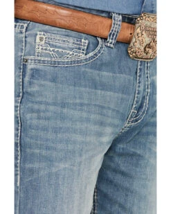 Rock & Roll Denim Men's Double Barrel Light Vintage Wash Relaxed Straight Stretch Jeans -Optimal Clothing Store 2000387623 412 P4