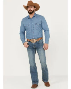 Rock & Roll Denim Men's Pistol Medium Vintage Wash Bootcut Stretch Denim Jeans -Optimal Clothing Store 2000387624 414 P3