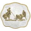 Montana Silversmiths Scalloped Team Ropers Western Belt Buckle -Optimal Clothing Store 2000396039 040 P1