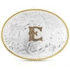 Montana Silversmiths Classic Western Oval Two-Tone Initial Belt Buckle - E -Optimal Clothing Store 2000396046 040 P1