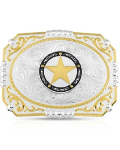 Montana Silversmiths Two-Tone Cowboy Cameo Star Belt Buckle